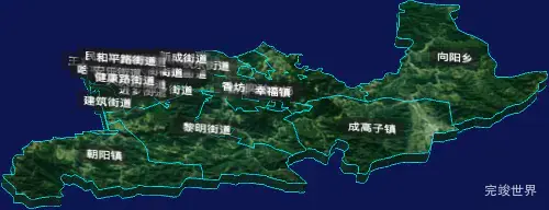 threejs哈尔滨市香坊区geoJson地图3d地图自定义贴图加CSS3D标签